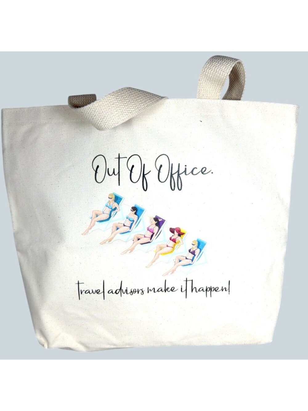 Large Heavy Duty Canvas Tote Bag Out Of Office Travel Advisors Agents Vacation